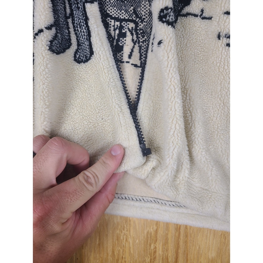 VTG National Wildlife Federation Fleece Jacket Men L Blue Wolf Moon Graphic Y2K - Picture 6 of 7